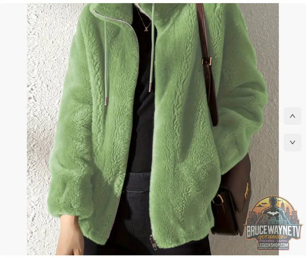 🧥 Cardigan Femme Polaire Double Face Col Montant Chaud 🧥 - Green1 / 2XL - Cardigan Femme