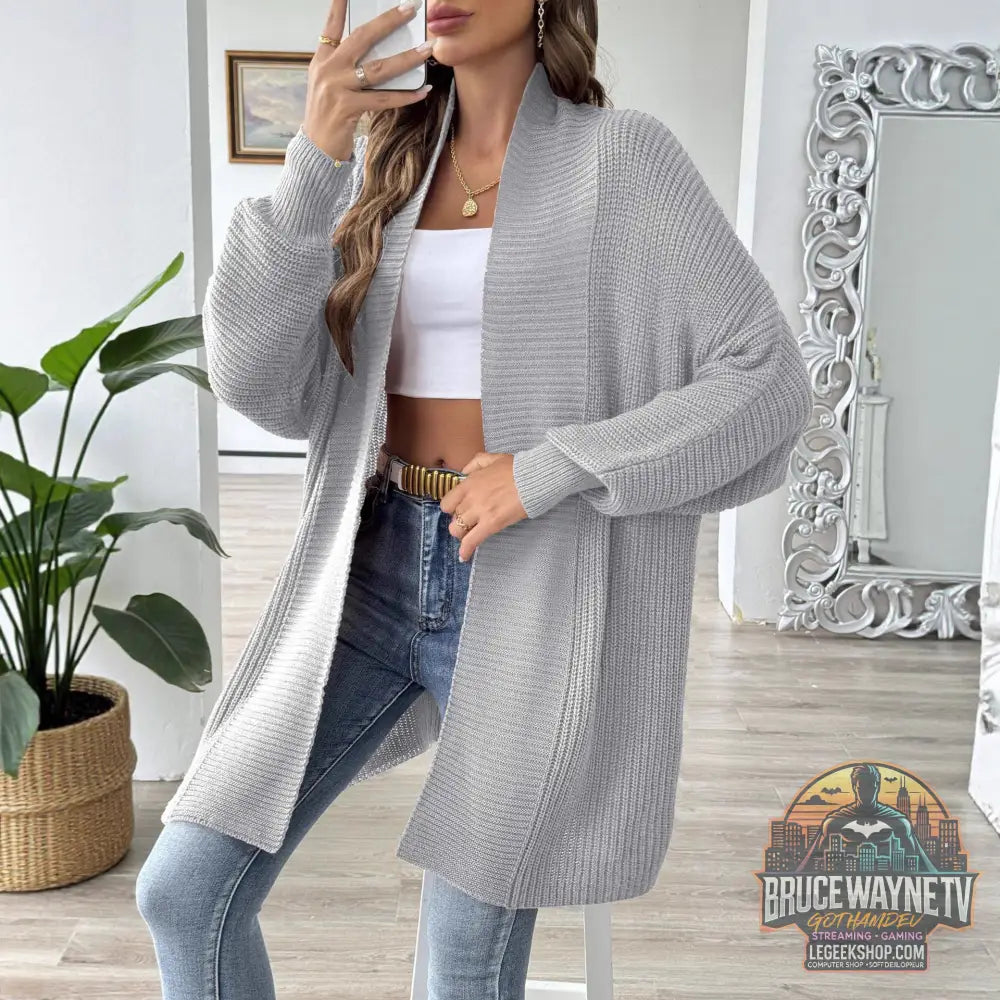 Cardigan Femme Simple Loose Manches Chauve-Souris - Cardigan Femme