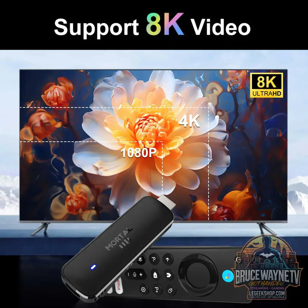 Clé TV Mortal Q8, Android 14 WiFi 6 4K/8K Chromecast - Clé TV / TV Stick