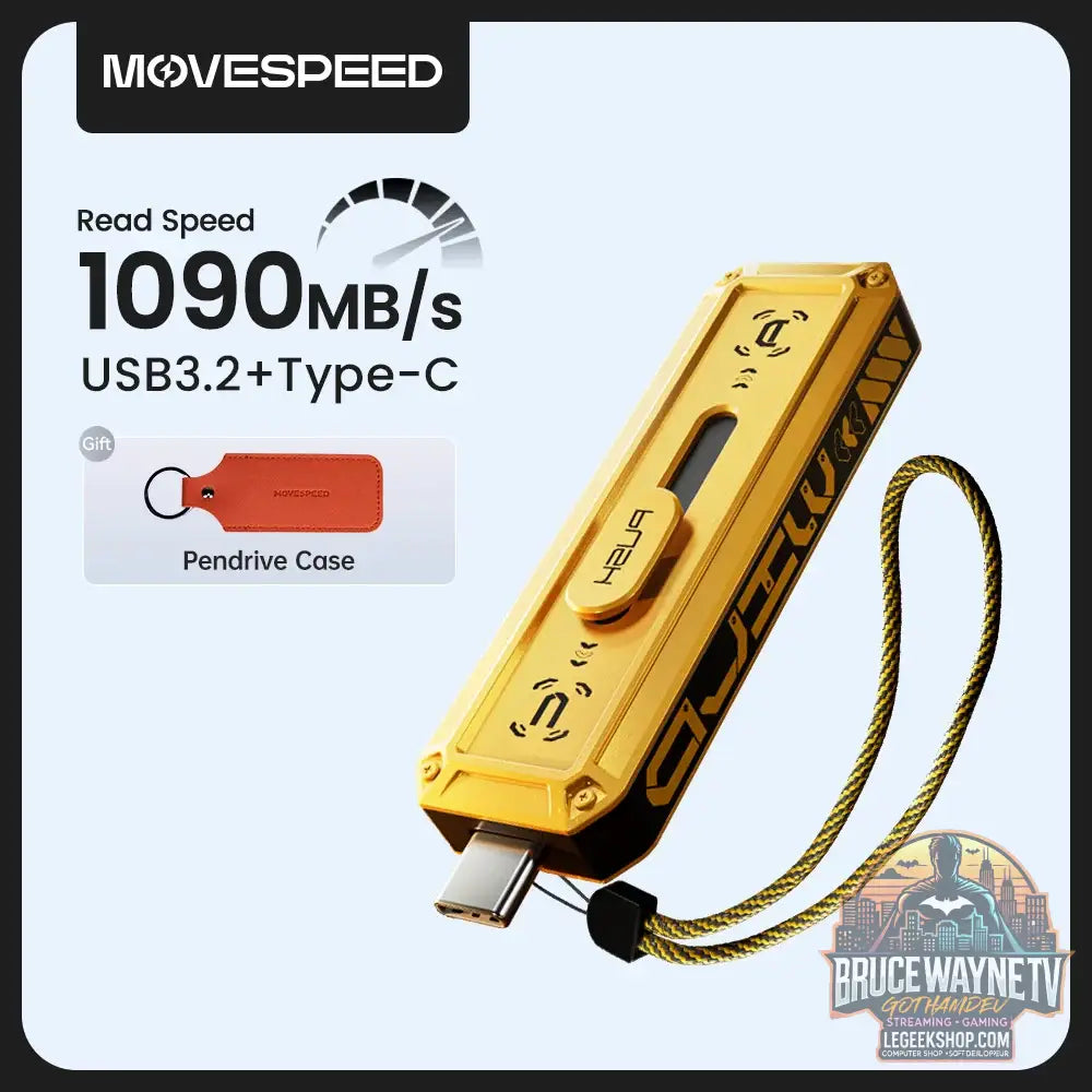 Clé USB 3.2 MOVESPEED SP05 - 2 en 1 USB-A + Type-C - Jusqu’à 2To - 1090Mbps Yellow / 1TB / China Mainland - Clé USB