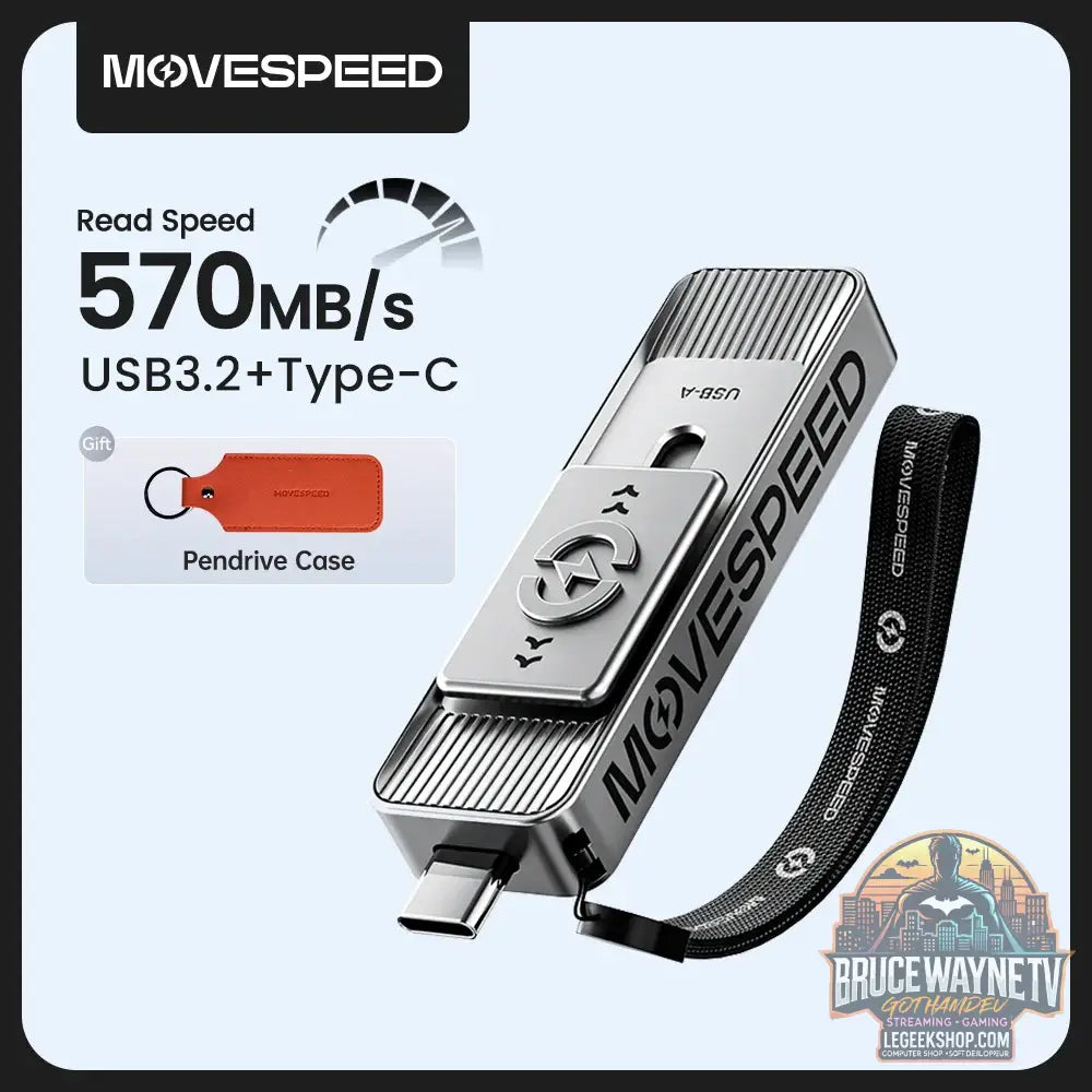 Clé USB 3.2 MOVESPEED SP05 - 2 en 1 USB-A + Type-C - Jusqu’à 2To - 570Mbps Silver / 128 Go / China Mainland - Clé USB