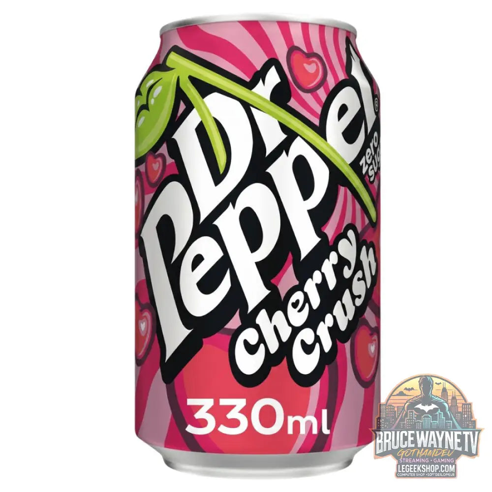 Dr Pepper Zero Cherry Crush boisson gazeuse sans sucres au goût de cerise de 330 ml (Lot de 24) - Snacks & boissons