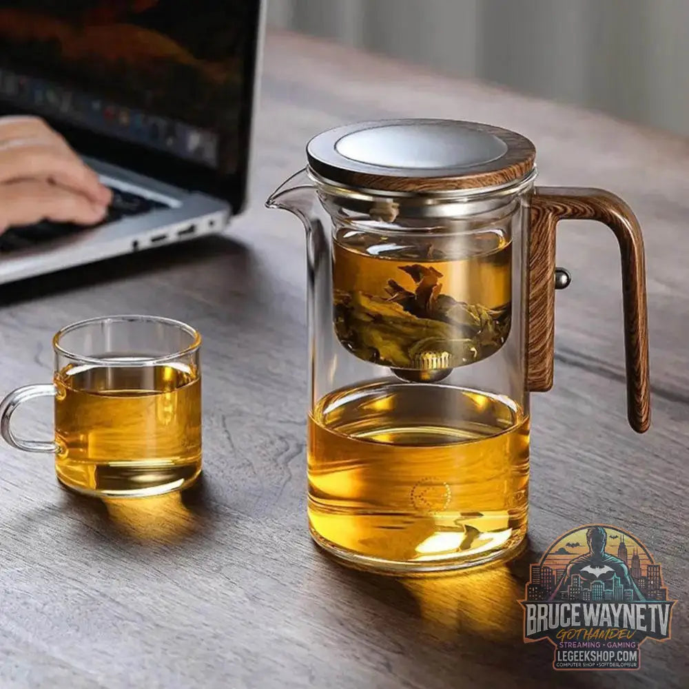 🍵 Théière en Verre avec Séparateur Intégré & Poignée en Bois – 520ML / 720ML - Legeekshop