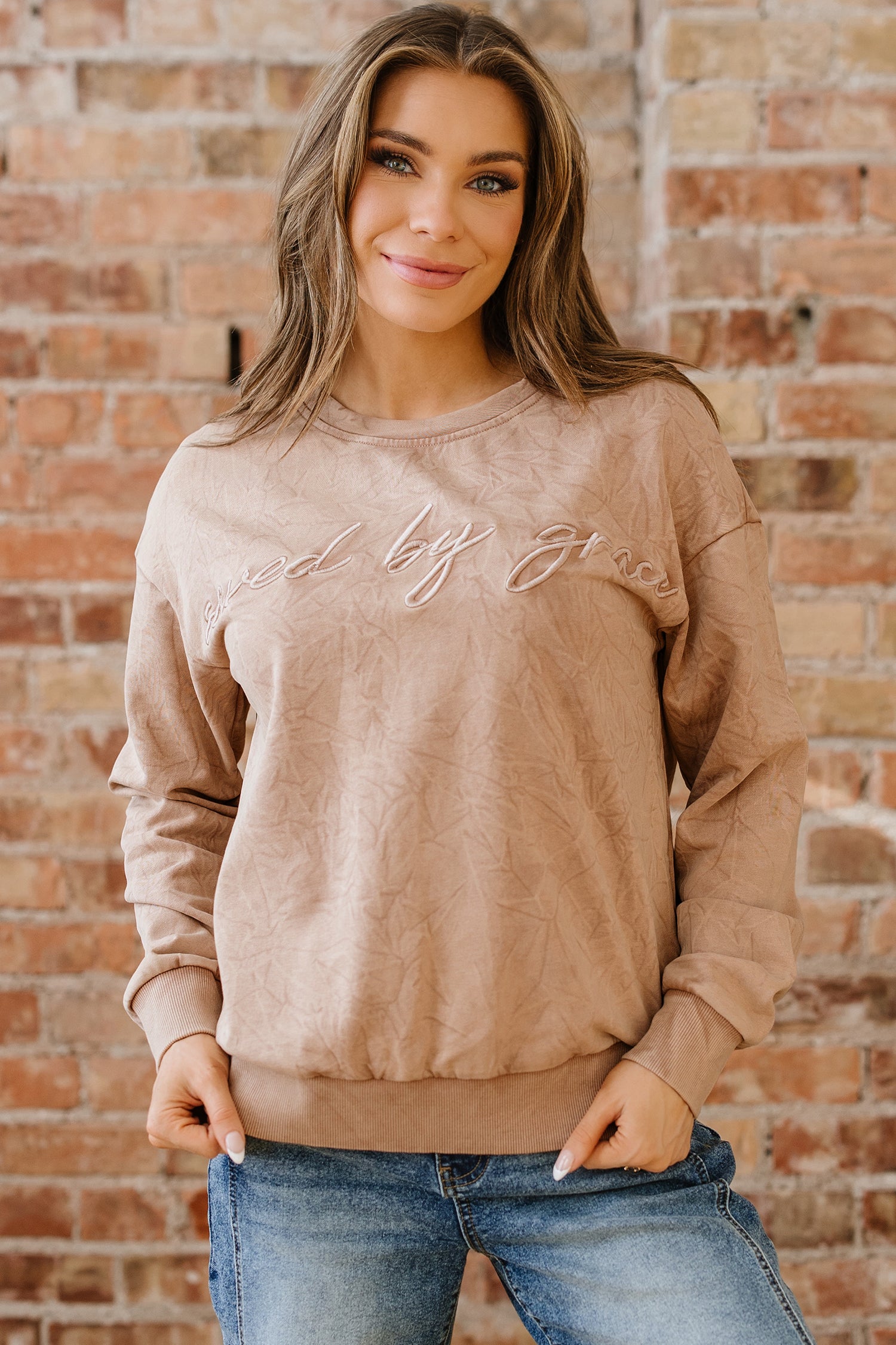 Sweat femme brodé, ample · LC25319732-P10017 · LC25319732-P10017-L