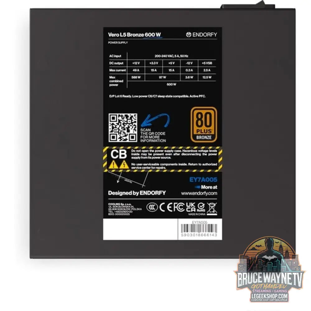 ENDORFY Vero L5 Bronze 600W, alimentation PC - ENDORFY - vue 6
