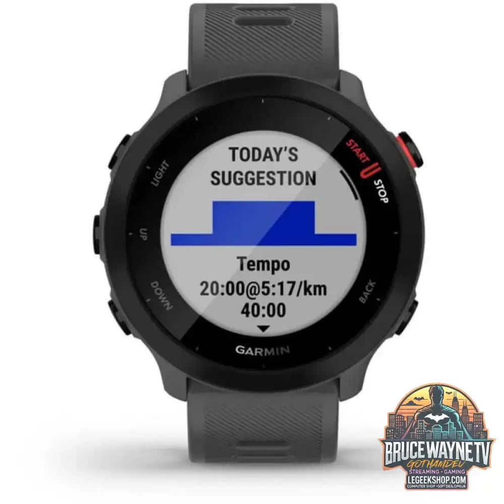 Garmin Forerunner 55, Smartwatch dunkelgrau/schwarz, 42 mm, Silikon-Armband - Garmin - vue 2