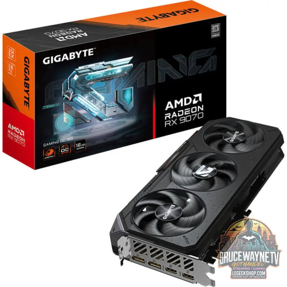 GIGABYTE Radeon RX 9070 Gaming OC, carte graphique noir, RDNA4, GDDR6, 3x DisplayPort, 1x HDMI - GIGABYTE