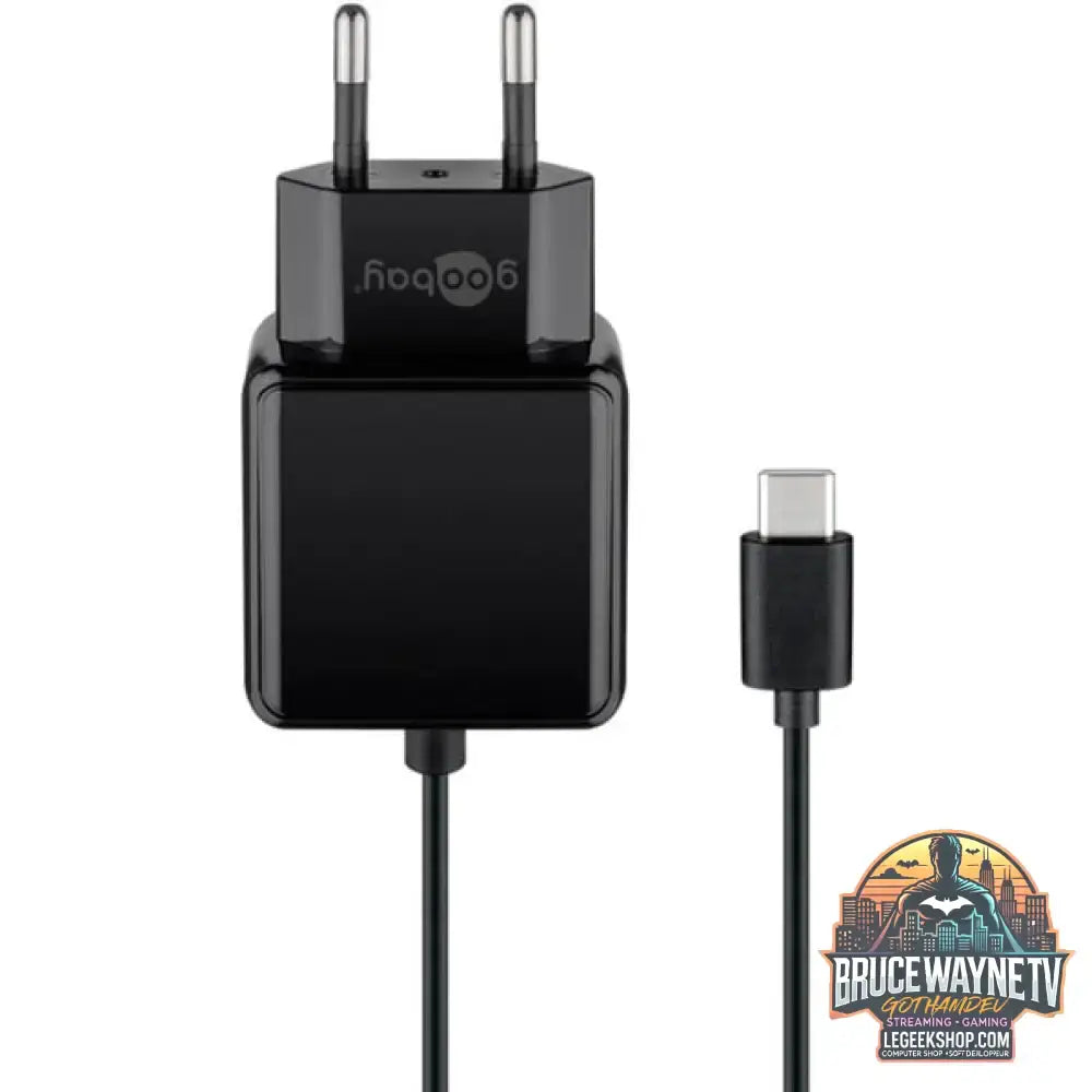 goobay Ladegerät mit 1,5m USB-C Anschlusskabel 3,0A (15W) schwarz - goobay