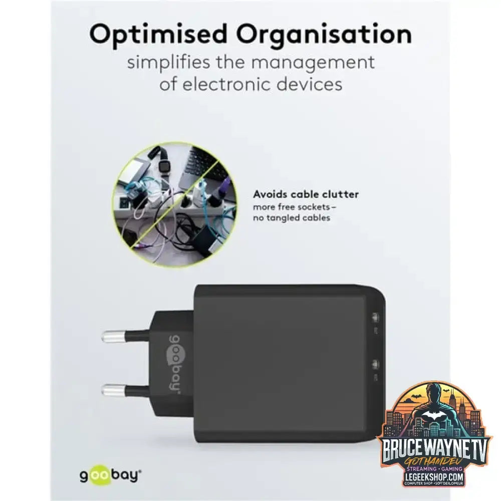 goobay USB-C Dual-Schnellladegerät 36 Watt, PD schwarz, 2x USB-C, Power Delivery - goobay - vue 6