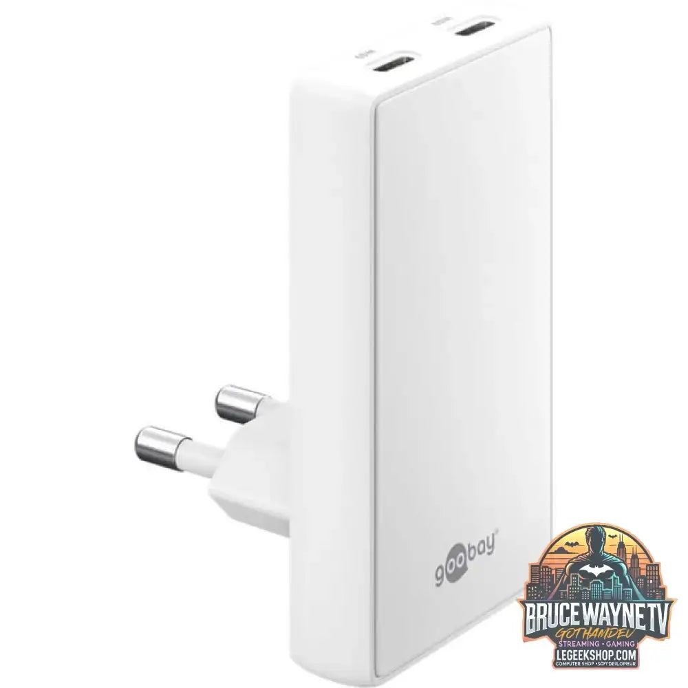 goobay USB-C PD GaN 90° Dual-Schnelladegerät 65 W weiß, 65 Watt - goobay