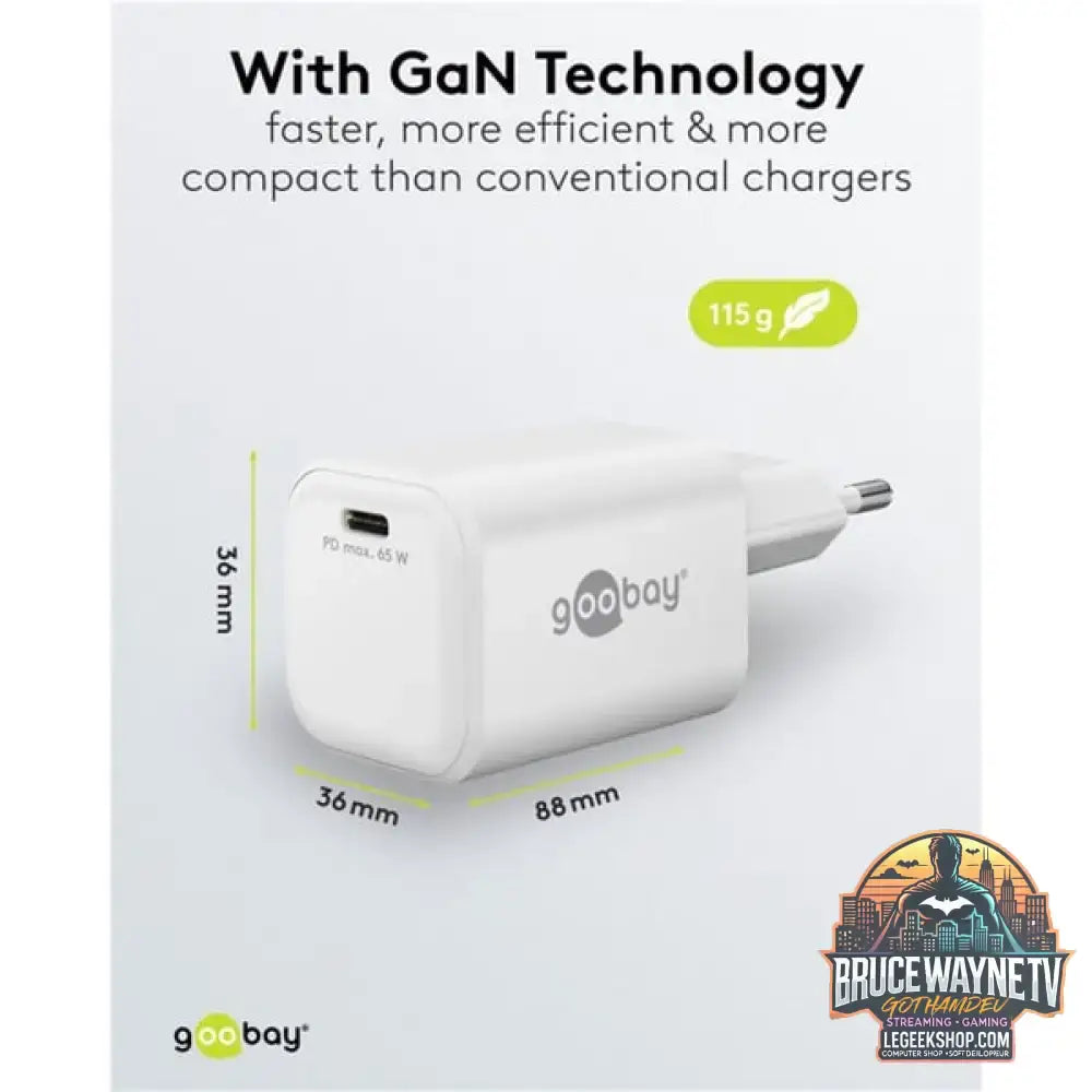 goobay USB-C PD GaN Schnelladegerät Nano 65 W weiß - goobay - vue 5