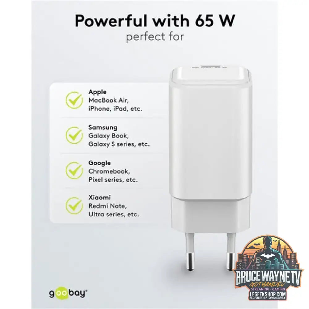 goobay USB-C PD GaN Schnelladegerät Nano 65 W weiß - goobay - vue 3