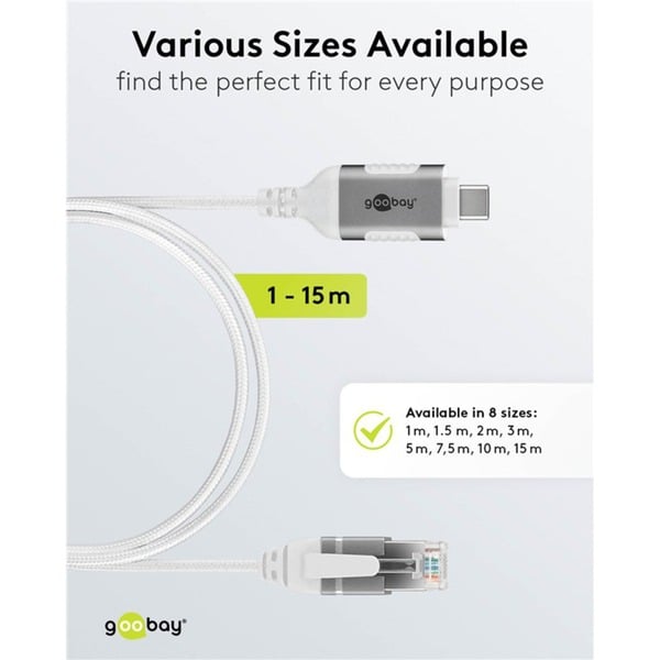 goobay Ethernet-Adapterkabel USB-C 3.2 Gen2 > RJ-45, Slim - goobay - vue 10