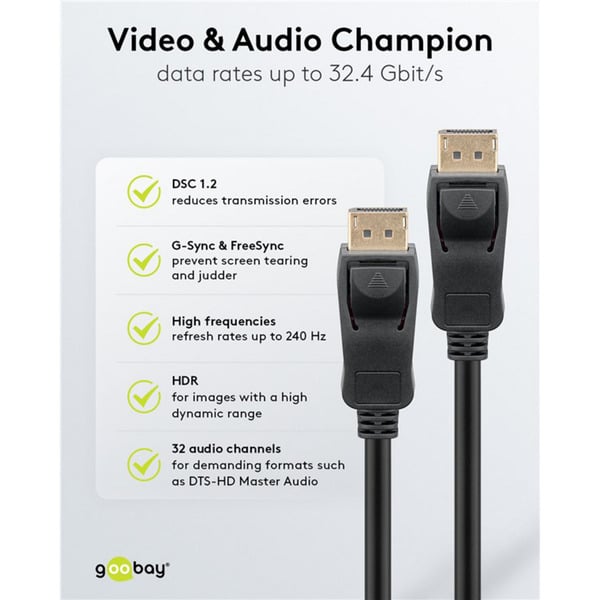 € 4,95 goobay câble DisplayPort 1.4 Stecker > DisplayPort Stecker - goobay - vue 7