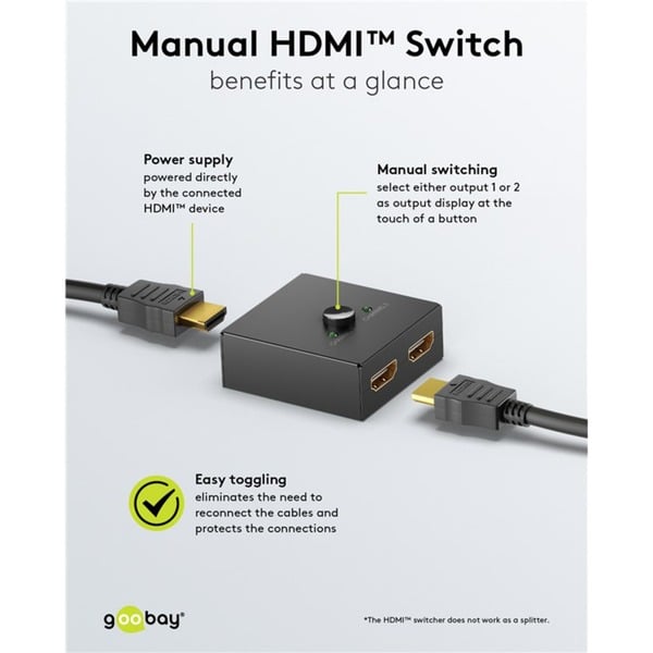 goobay Manuelle HDMI-Umschaltbox 2 auf 1 (4K @ 30Hz), HDMI Switch - goobay - vue 8
