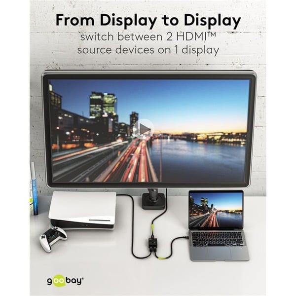 goobay Manuelle HDMI-Umschaltbox 2 auf 1 (4K @ 30Hz), HDMI Switch - goobay - vue 10