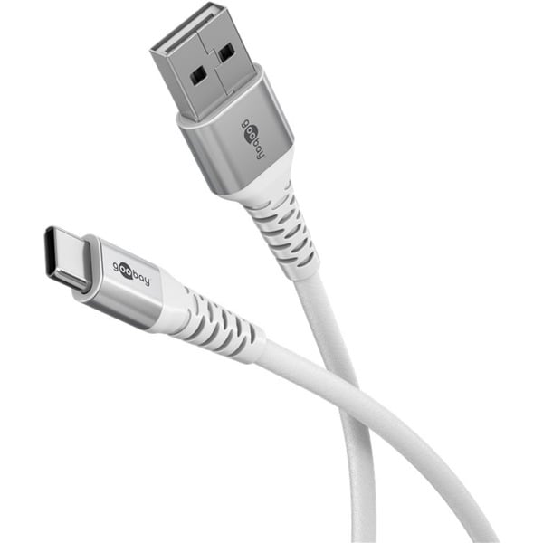 goobay Supersoftes USB 2.0 Textilkabel, USB-A Stecker > USB-C Stecker - goobay
