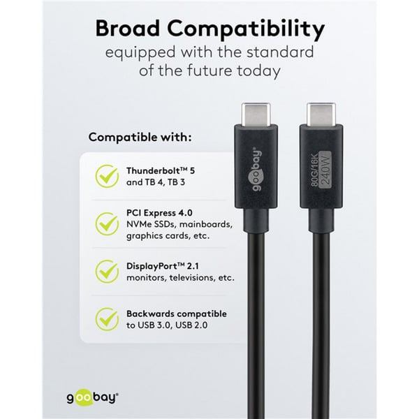 goobay USB4 Version 2.0 câble, USB-C Stecker > USB-C Stecker, 80Gbit/s - goobay - vue 8