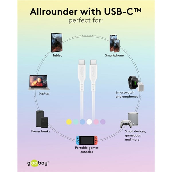 goobay USB 2.0 Silikonkabel blanc, USB-C Stecker > USB-C Stecker - goobay - vue 9