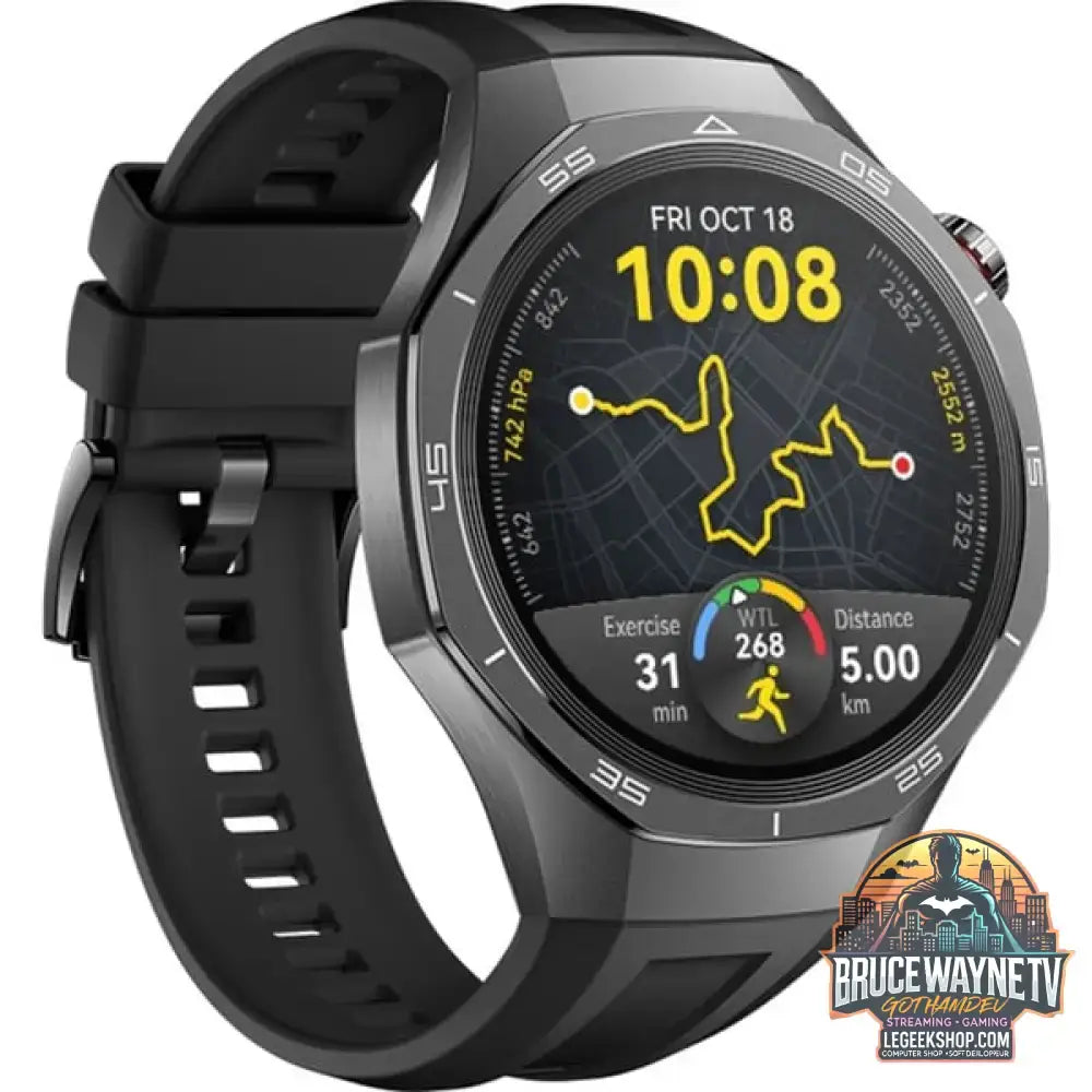 Huawei Watch GT5 PRO 46mm (Vili-B29F), Smartwatch grau, Gehäuse aus Titan und Keramik, schwarzes Fluorelastomerarmband - Huawei