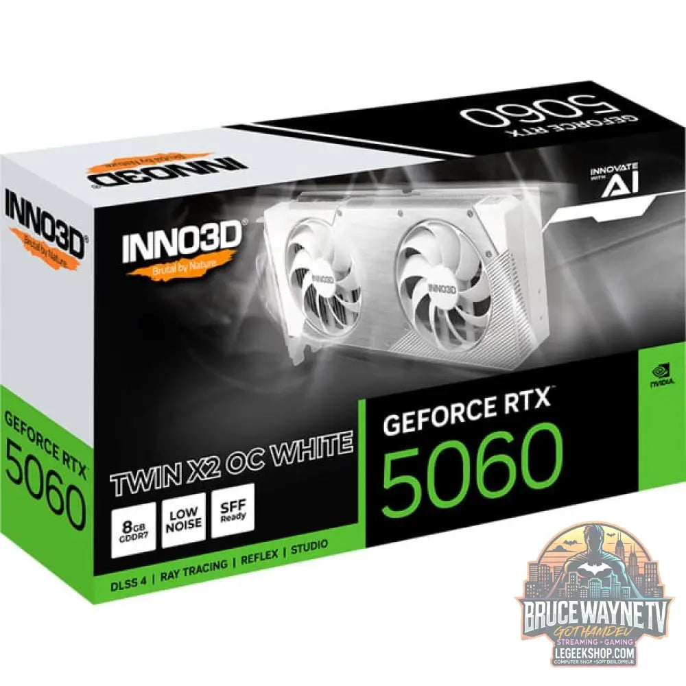 INNO3D GeForce RTX 5060 TWIN X2 OC WHITE 8GB, Grafikkarte DLSS 4, 3x DisplayPort, 1x HDMI 2.1 - INNO3D - vue 3