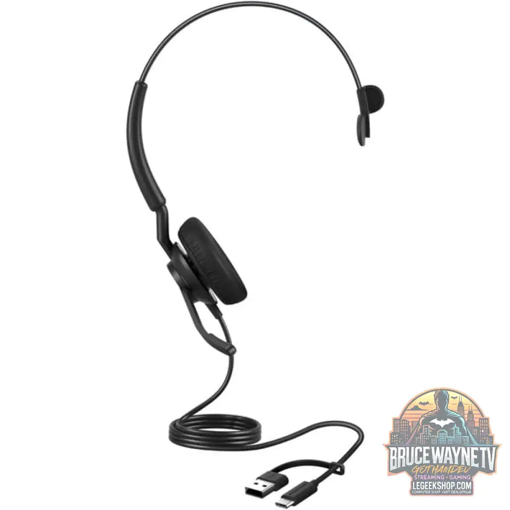 Jabra Engage 40, Headset noir, Microsoft Teams Version, Inline Link, USB-C et USB-A, Mono - Jabra - vue 3