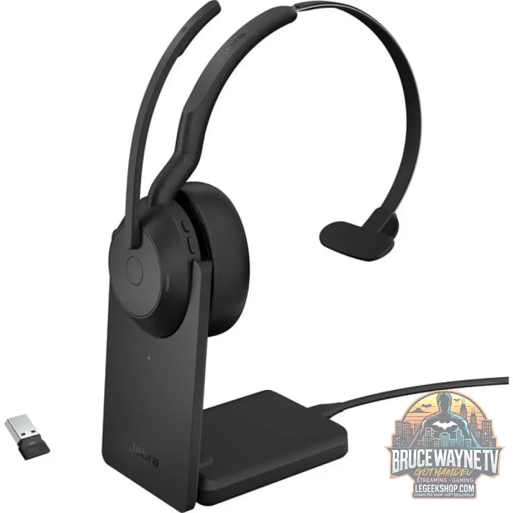 Jabra Evolve2 55, avec station de charge, Headset noir, Mono, UC, USB-A, Link380a - Jabra