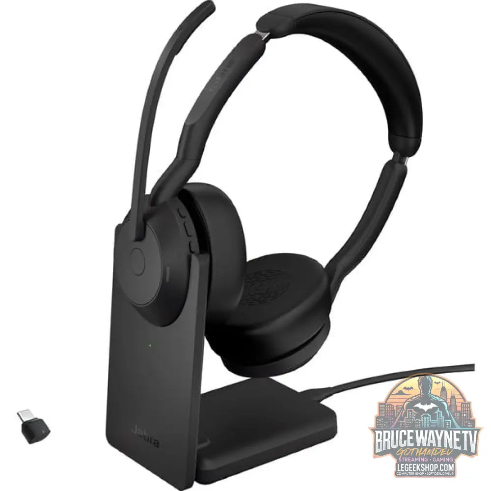 Jabra Evolve2 55, avec station de charge, Headset noir, Stereo, Microsoft Teams, USB-C, Link380c - Jabra