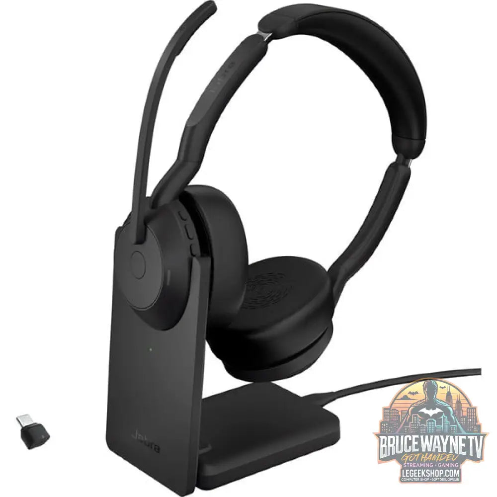 Jabra Evolve2 55, avec station de charge, Headset noir, Stereo, UC, USB-C, Link380c - Jabra