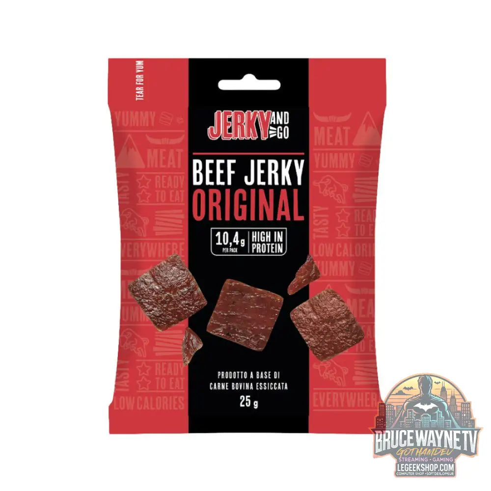 Jerky And Go Beef Jerky Original snack de viande de bœuf séchée et fumée de 25g (Paquet de 10) - Snacks & boissons