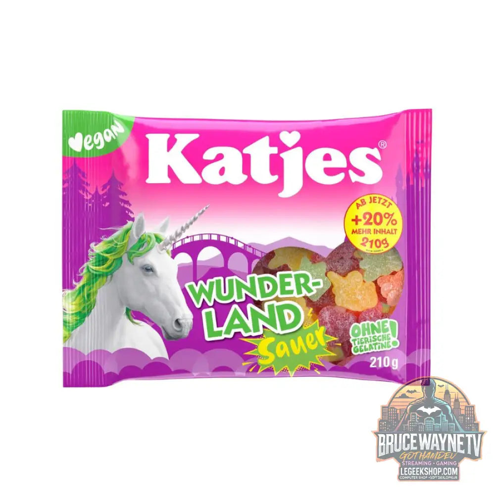 Katjes Wunder-land Sauer bonbons gélifiés acidulés au goût de fruits de 210 g (Pack de 18) - Snacks & boissons importés