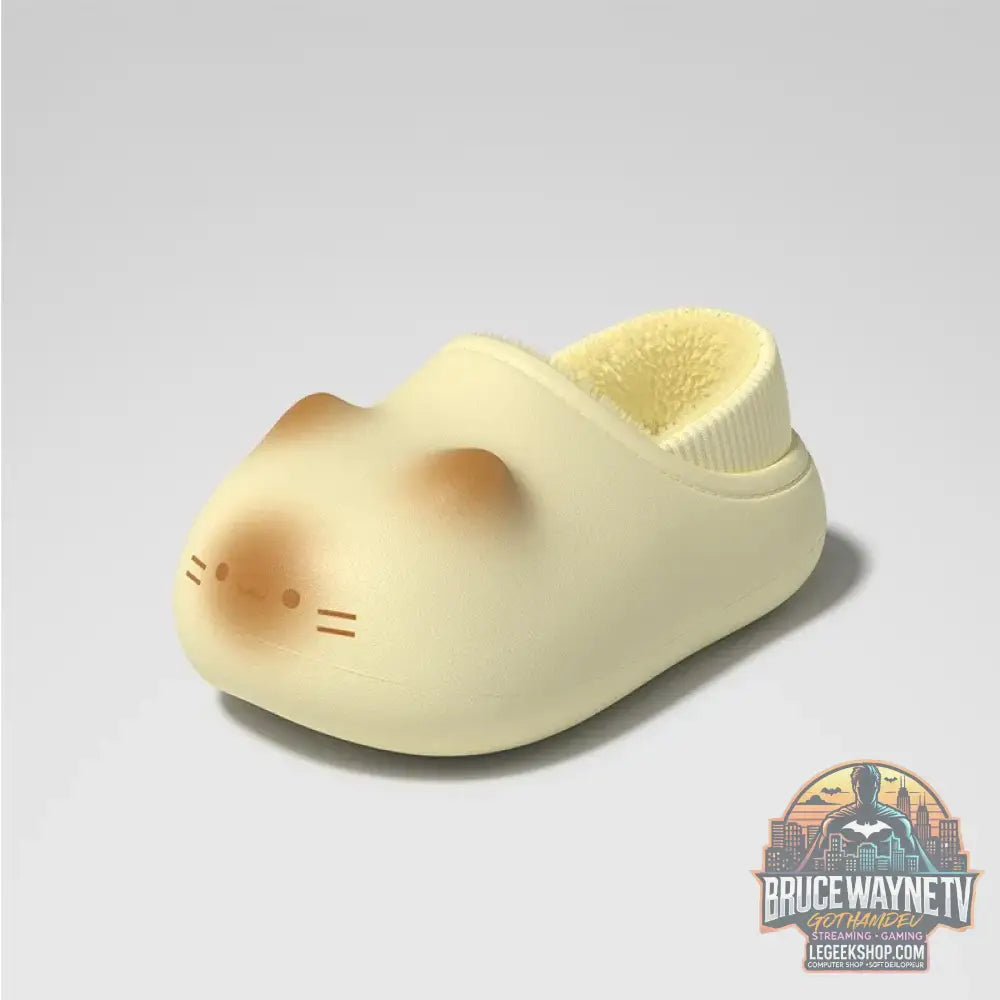 Kawaii kitty pantoufles de créateur femmes bas chat patte chaussures hiver chaud imperméable mules sabots femme chaton