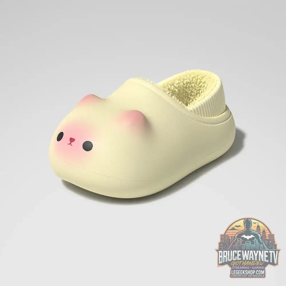 Kawaii kitty pantoufles de créateur femmes bas chat patte chaussures hiver chaud imperméable mules sabots femme chaton