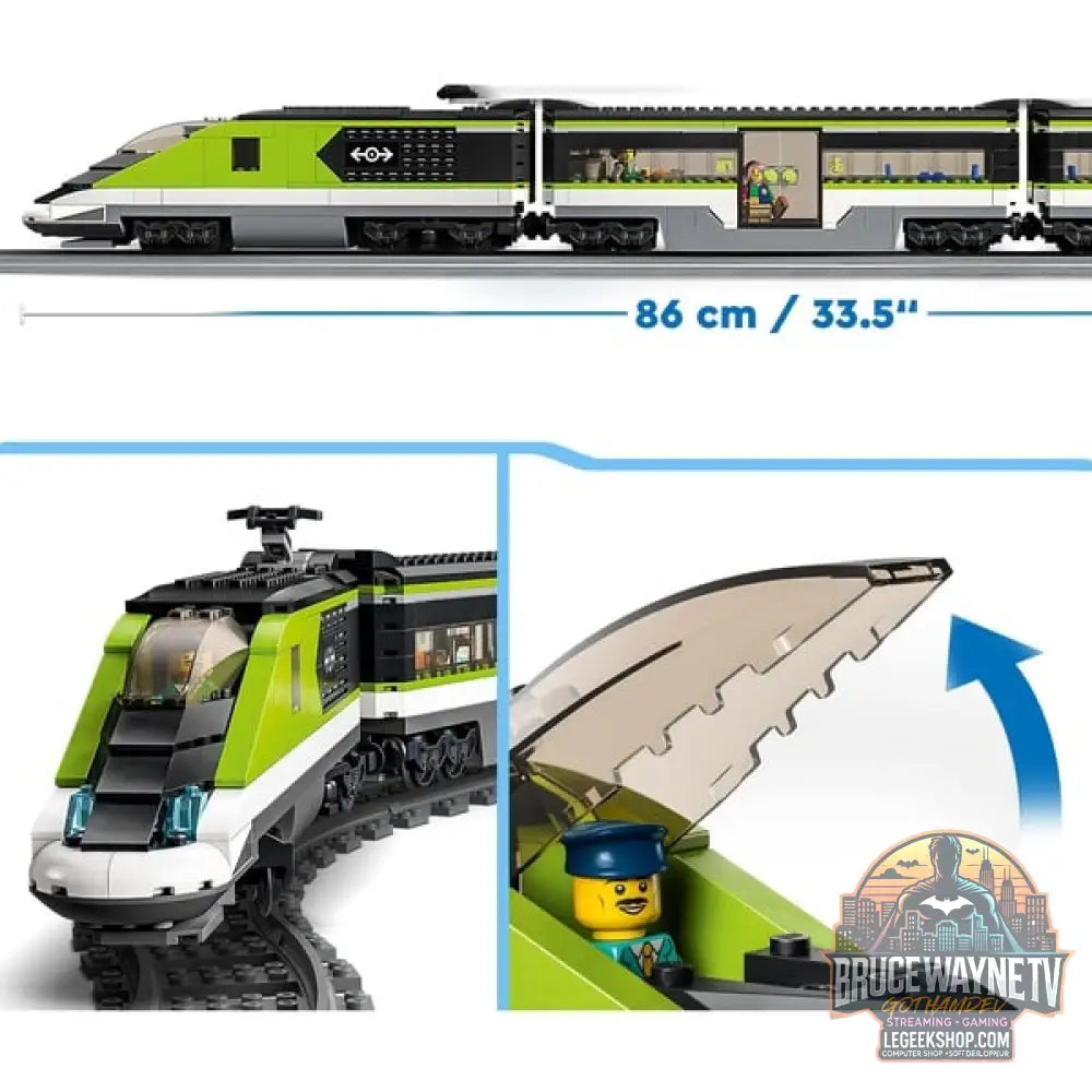 LEGO 60337 City Personen-Schnellzug, jeu de construction Set avec ferngesteuertem Zug avec Scheinwerfern, 2 Wagen et 24 Schienen-Elementen - LEGO - vue 3