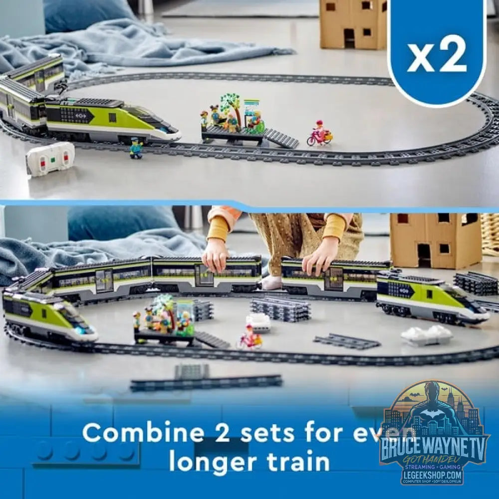 LEGO 60337 City Personen-Schnellzug, jeu de construction Set avec ferngesteuertem Zug avec Scheinwerfern, 2 Wagen et 24 Schienen-Elementen - LEGO - vue 7