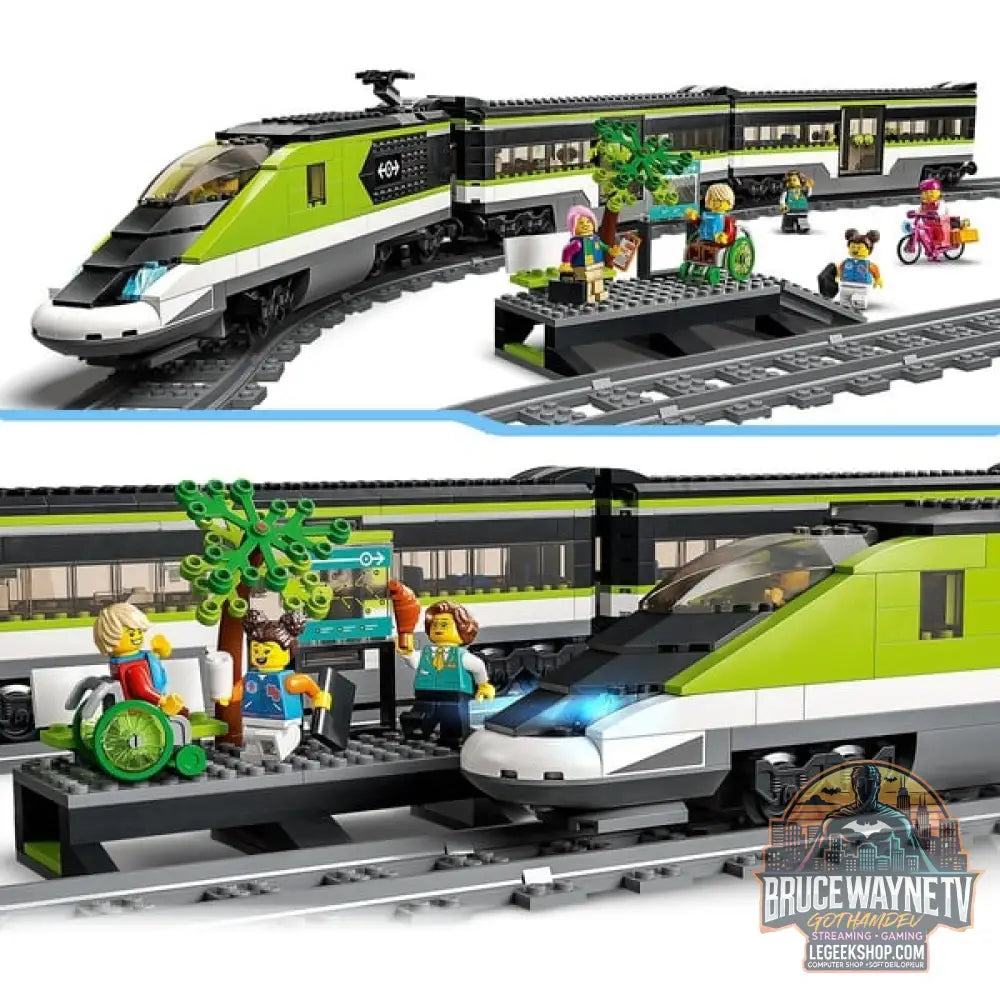LEGO 60337 City Personen-Schnellzug, jeu de construction Set avec ferngesteuertem Zug avec Scheinwerfern, 2 Wagen et 24 Schienen-Elementen - LEGO - vue 4