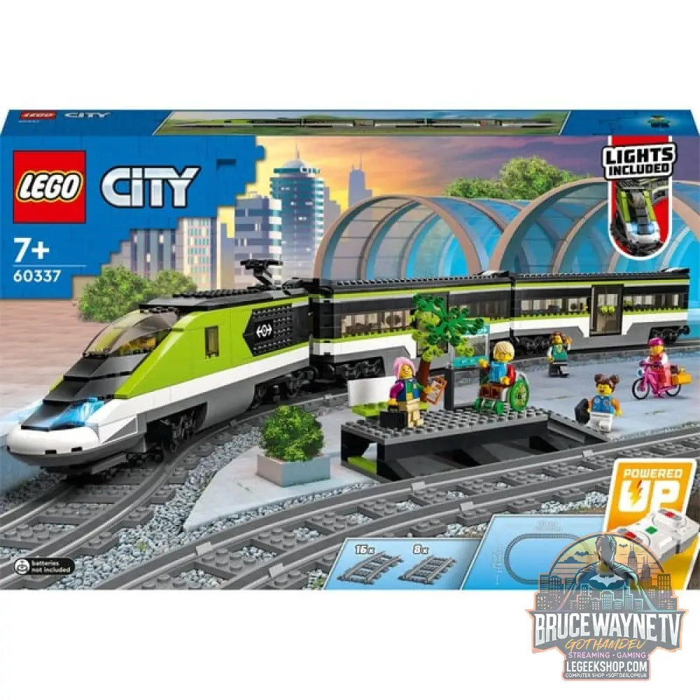LEGO 60337 City Personen-Schnellzug, jeu de construction Set avec ferngesteuertem Zug avec Scheinwerfern, 2 Wagen et 24 Schienen-Elementen - LEGO - vue 10