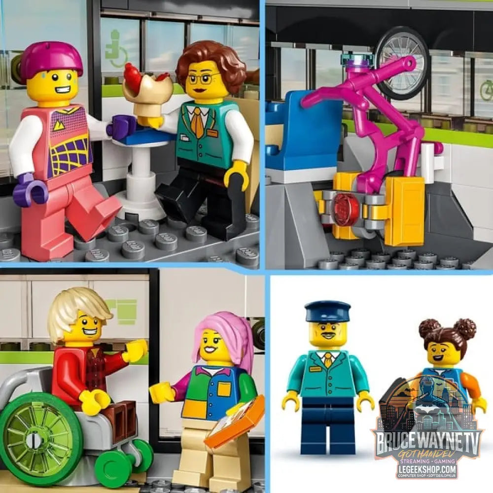 LEGO 60337 City Personen-Schnellzug, jeu de construction Set avec ferngesteuertem Zug avec Scheinwerfern, 2 Wagen et 24 Schienen-Elementen - LEGO - vue 6