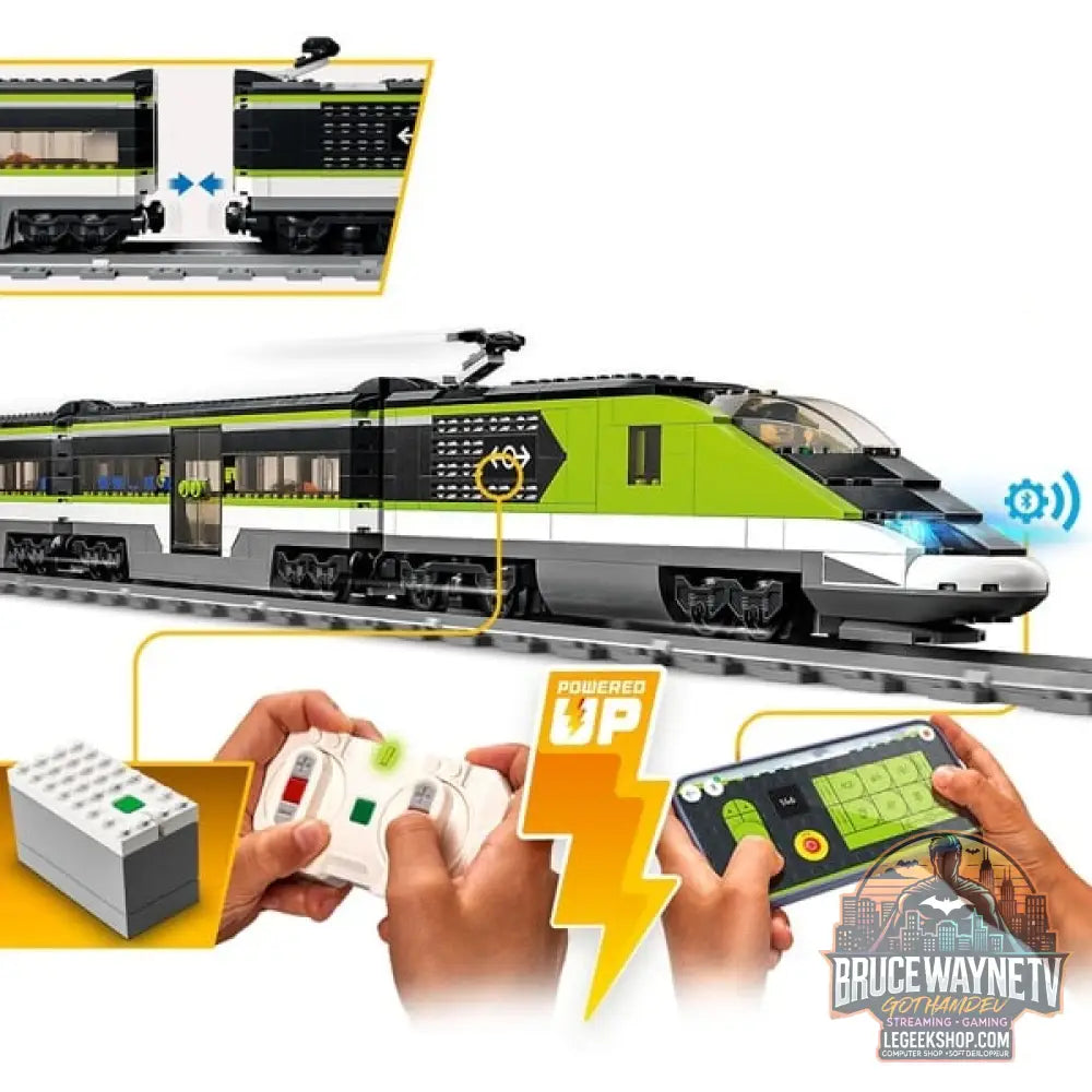 LEGO 60337 City Personen-Schnellzug, jeu de construction Set avec ferngesteuertem Zug avec Scheinwerfern, 2 Wagen et 24 Schienen-Elementen - LEGO - vue 5