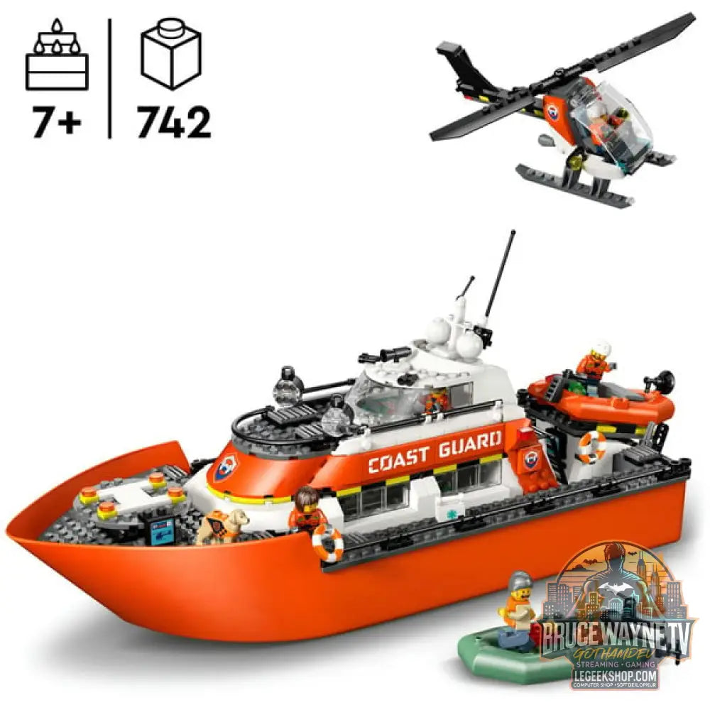 LEGO 60504 City Rettungsboot der Küstenwache avec Hubschrauber, jeu de construction - LEGO - vue 3