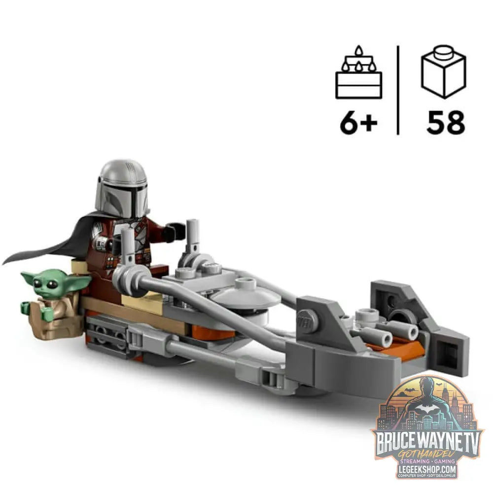 LEGO 75436 Star Wars Der Mandalorianer et Grogu auf ihrem Speeder Bike, jeu de construction - LEGO - vue 3