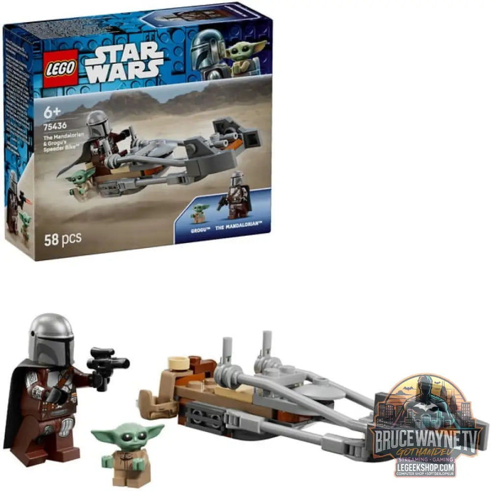 LEGO 75436 Star Wars Der Mandalorianer et Grogu auf ihrem Speeder Bike, jeu de construction - LEGO