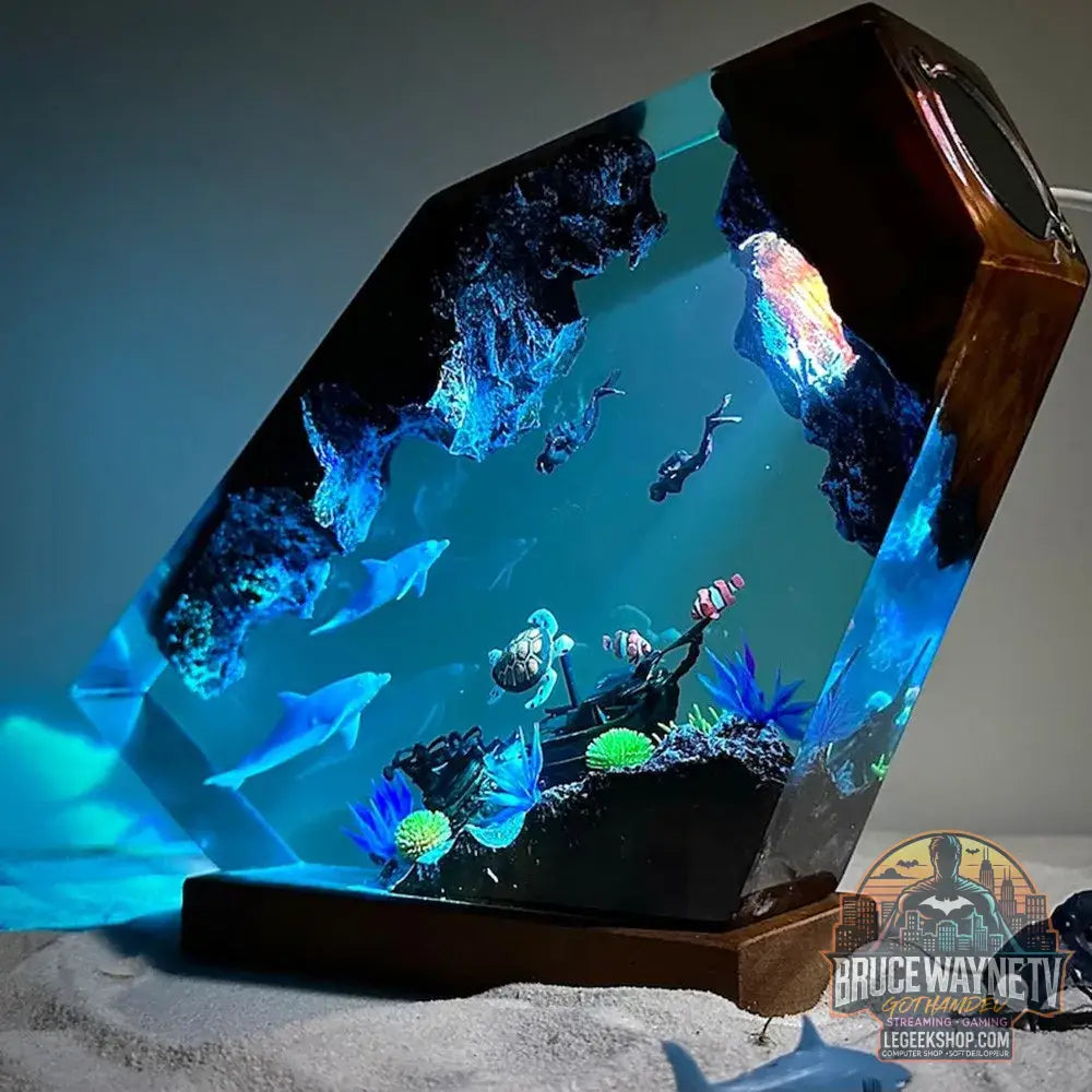 Micro-paysage marin de guérison artisanat en résine ornements lumineux décorations de bureau baleine créative cadeaux