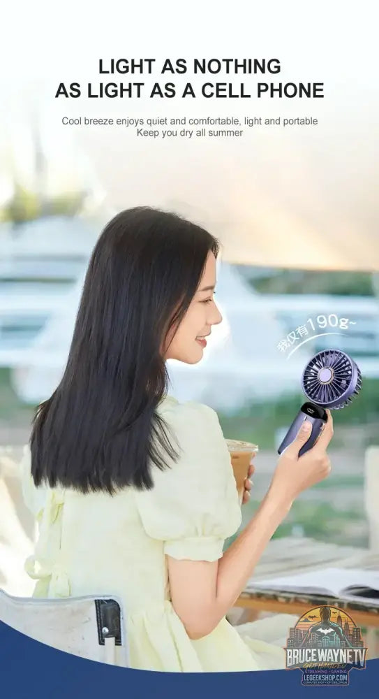 Mini ventilateur de cou portable avec support de téléphone et écran d’affichage aste par USB Gér5 Speed 1800mAh