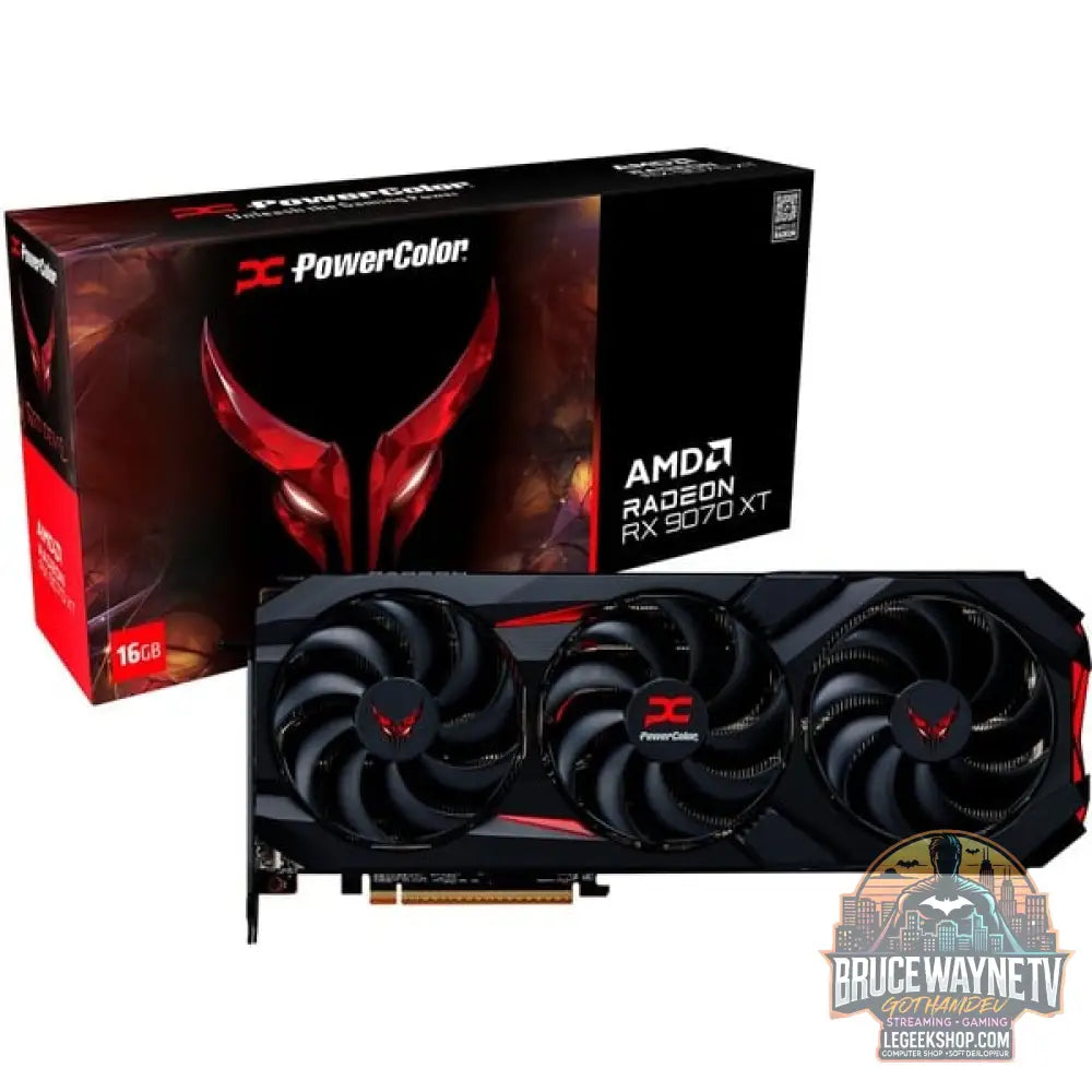 PowerColor Radeon RX 9070 XT Red Devil 16GB OC, carte graphique noir, RDNA4, GDDR6, 3x DisplayPort, 1x HDMI 2.1 - PowerColor