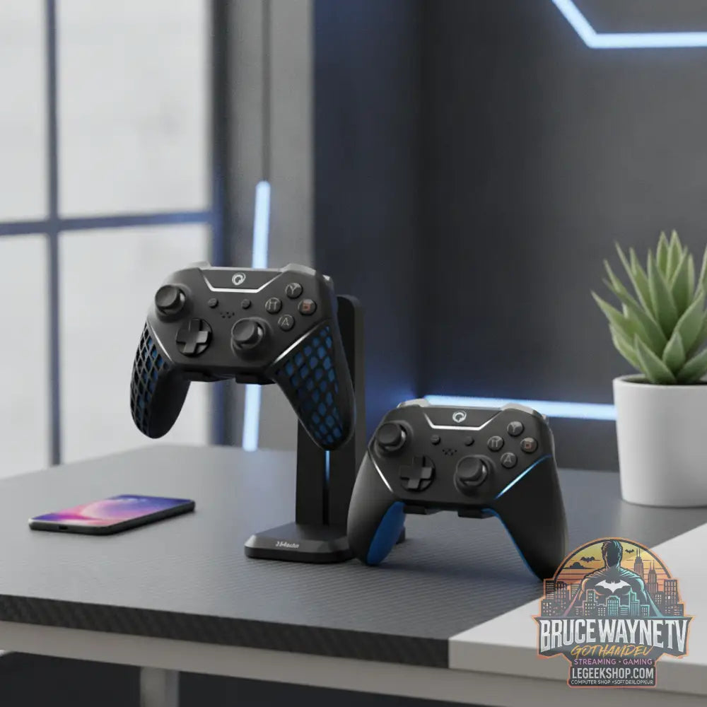 Joueur utilisant le refroidisseur thermo LeGeekShop pour manette gaming sur smartphone, évitant la surchauffe