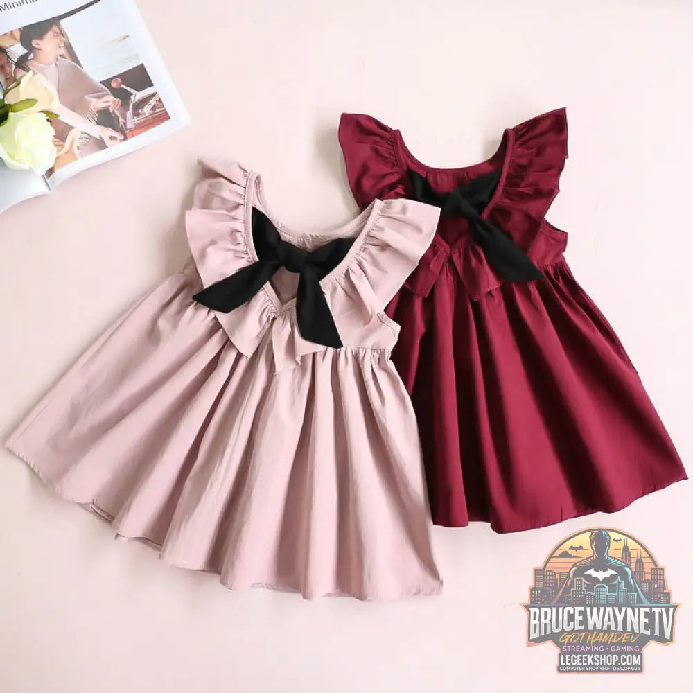Robe Enfant Fille Sans Manches Jupe Volants Été - Robe Enfant