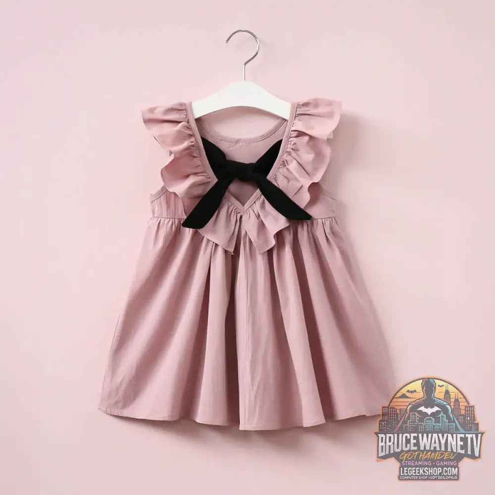 Robe Enfant Fille Sans Manches Jupe Volants Été - Pink / 120 - Robe Enfant