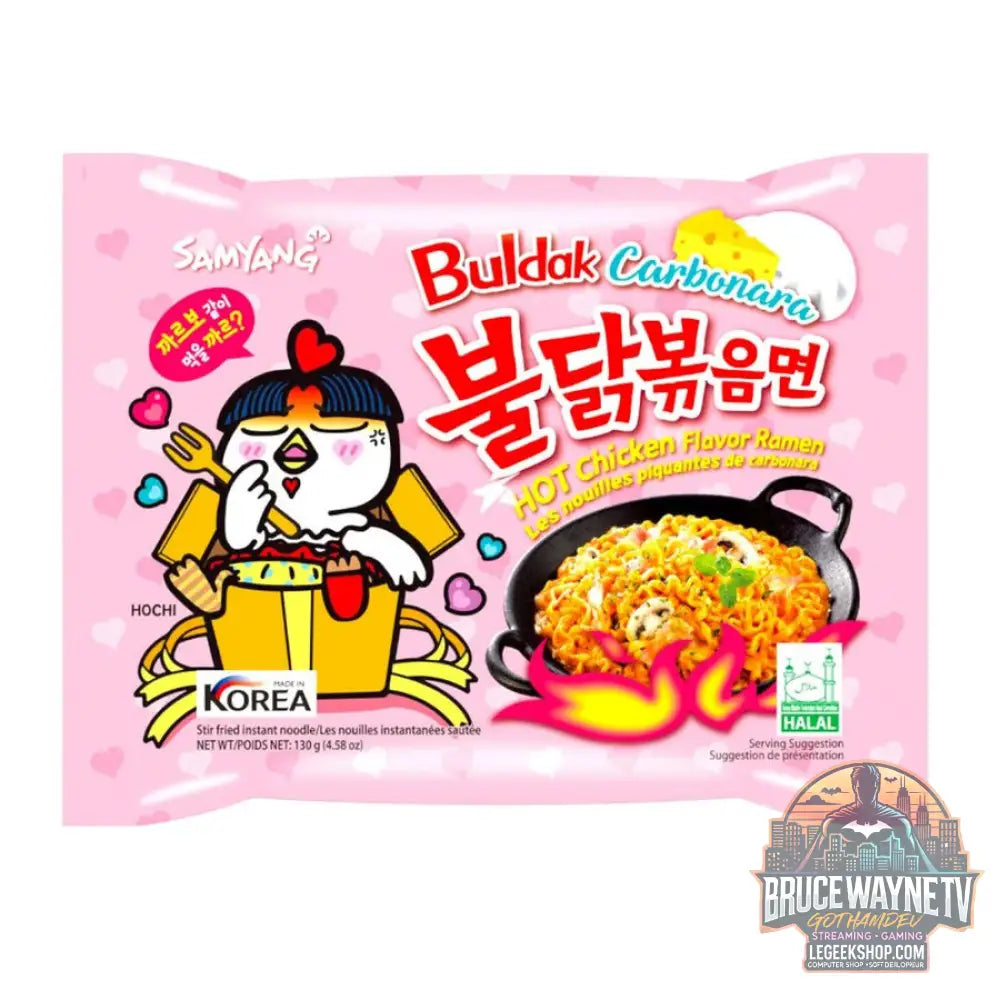 Samyang Buldak Carbonara Hot Chicken Flavor nouilles saveur carbonara de 130 g (paquet de 5) - Snacks & boissons