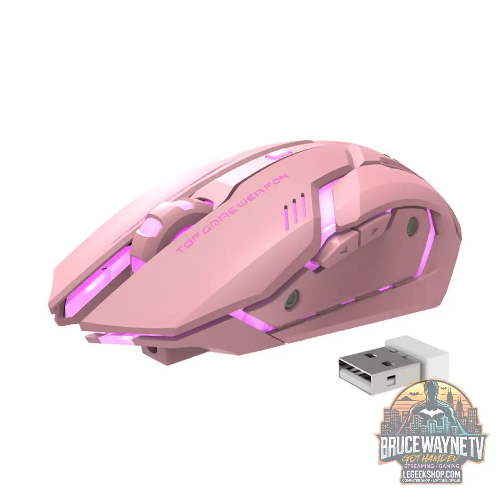 Souris Gaming Sans Fil Rechargeable Silencieuse RGB - Pink - Souris Gaming